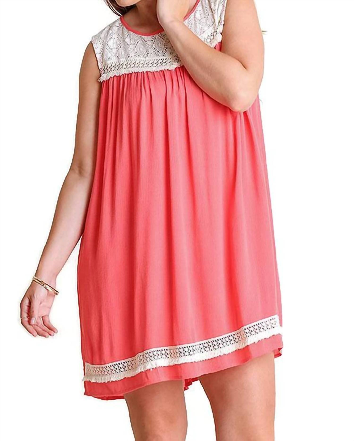 Umgee - Lace & Fringe Sleeveless Dress