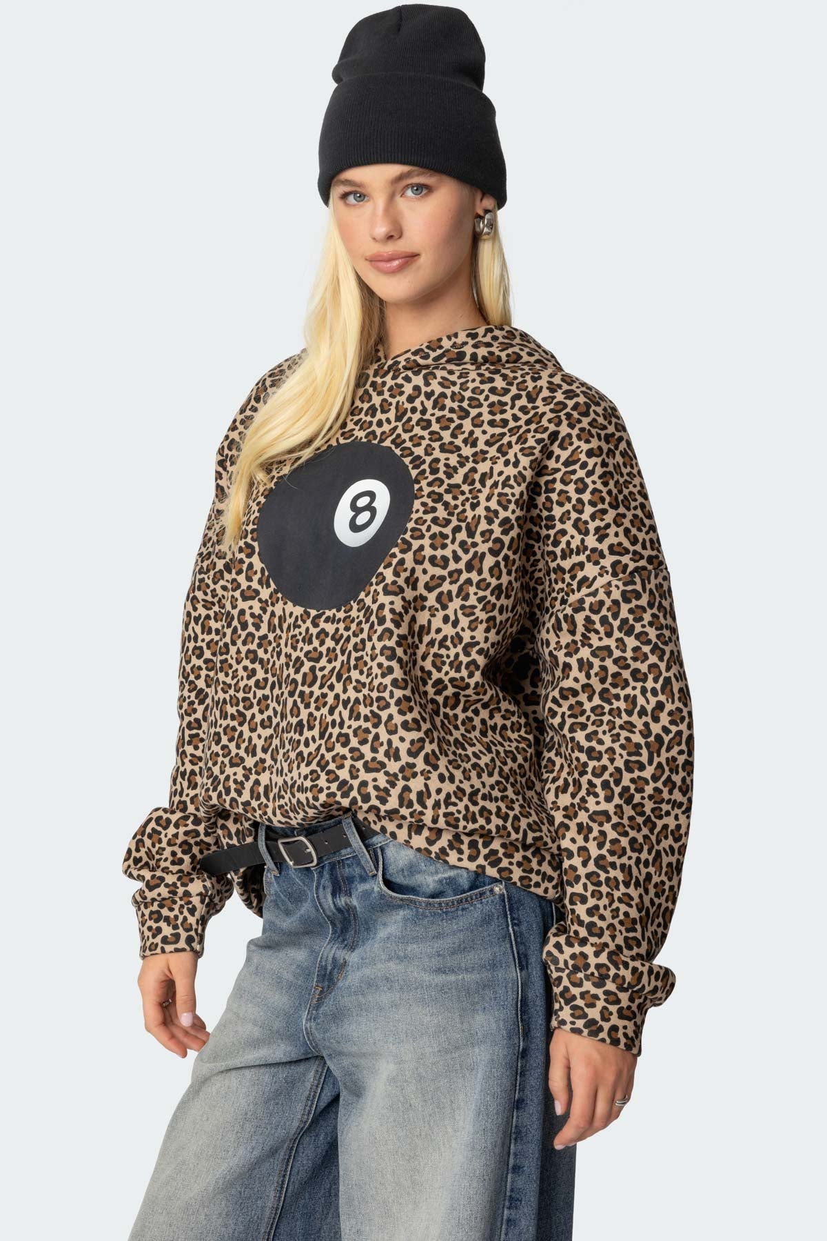 Leopard 8 Ball Oversized Hoodie