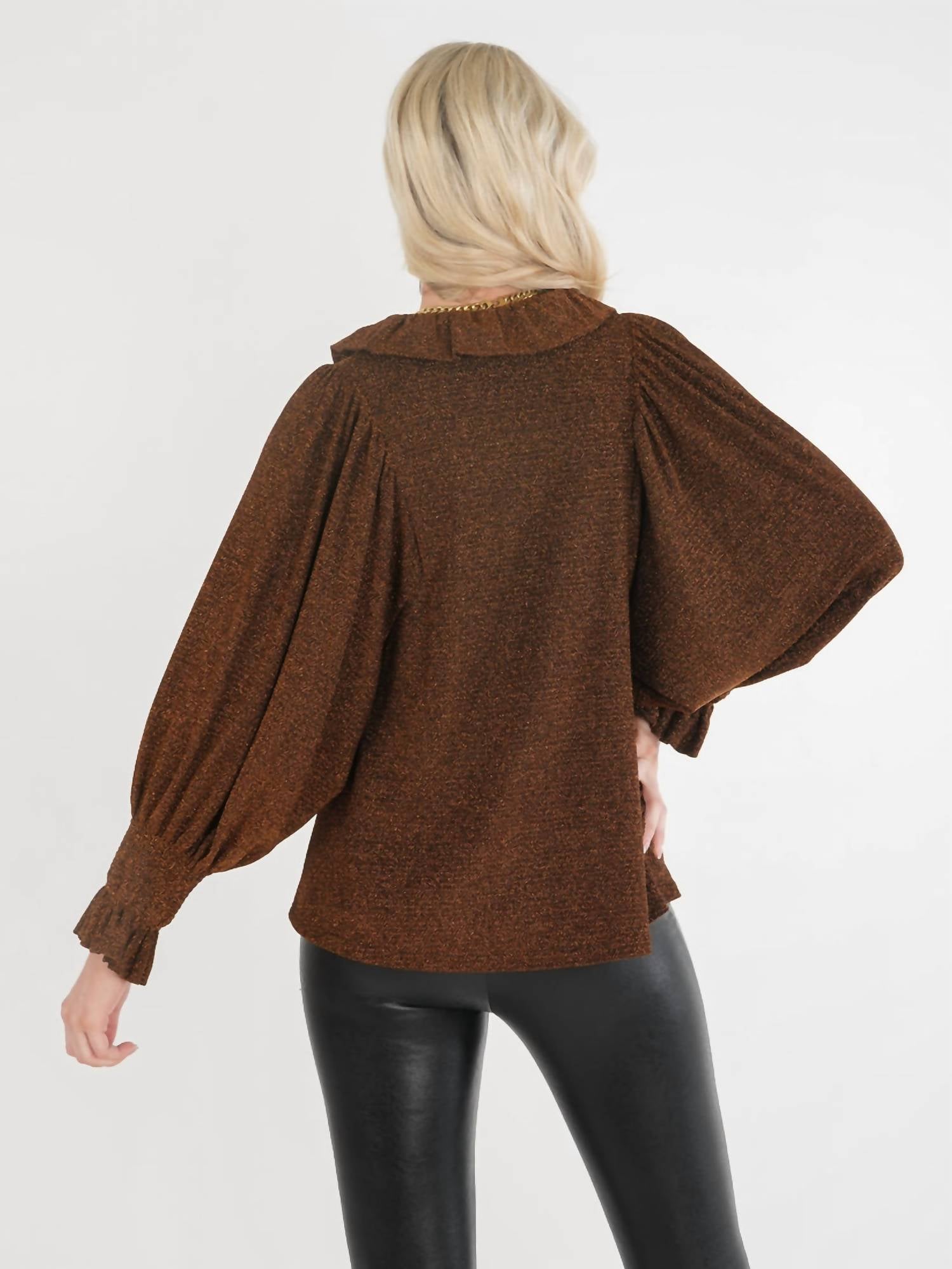 Emily Mccarthy - Charlotte Ruffle Stand Collar Top