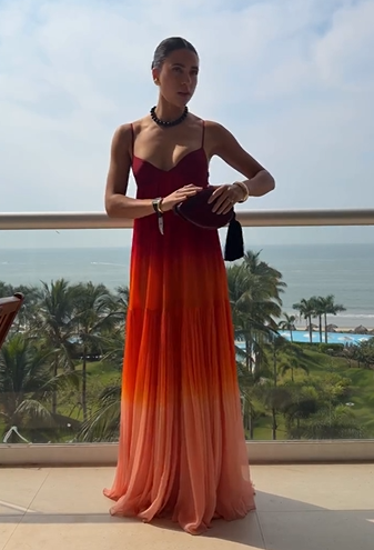 Sexy Strappy Low-Cut Tropical Gradient Dress