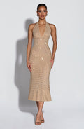 Sexy Halter Deep V Rhinestone Slim Dress