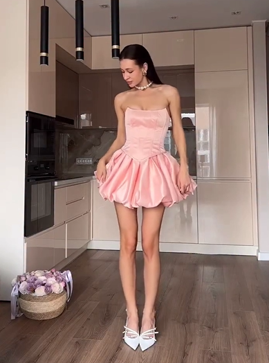 Sexy Sleeveless Cold-Shoulder Tube Top Solid Color Mini Hot Girl Dress