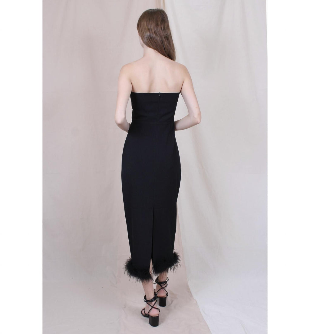 Fore - Feather Trim Strapless Dress