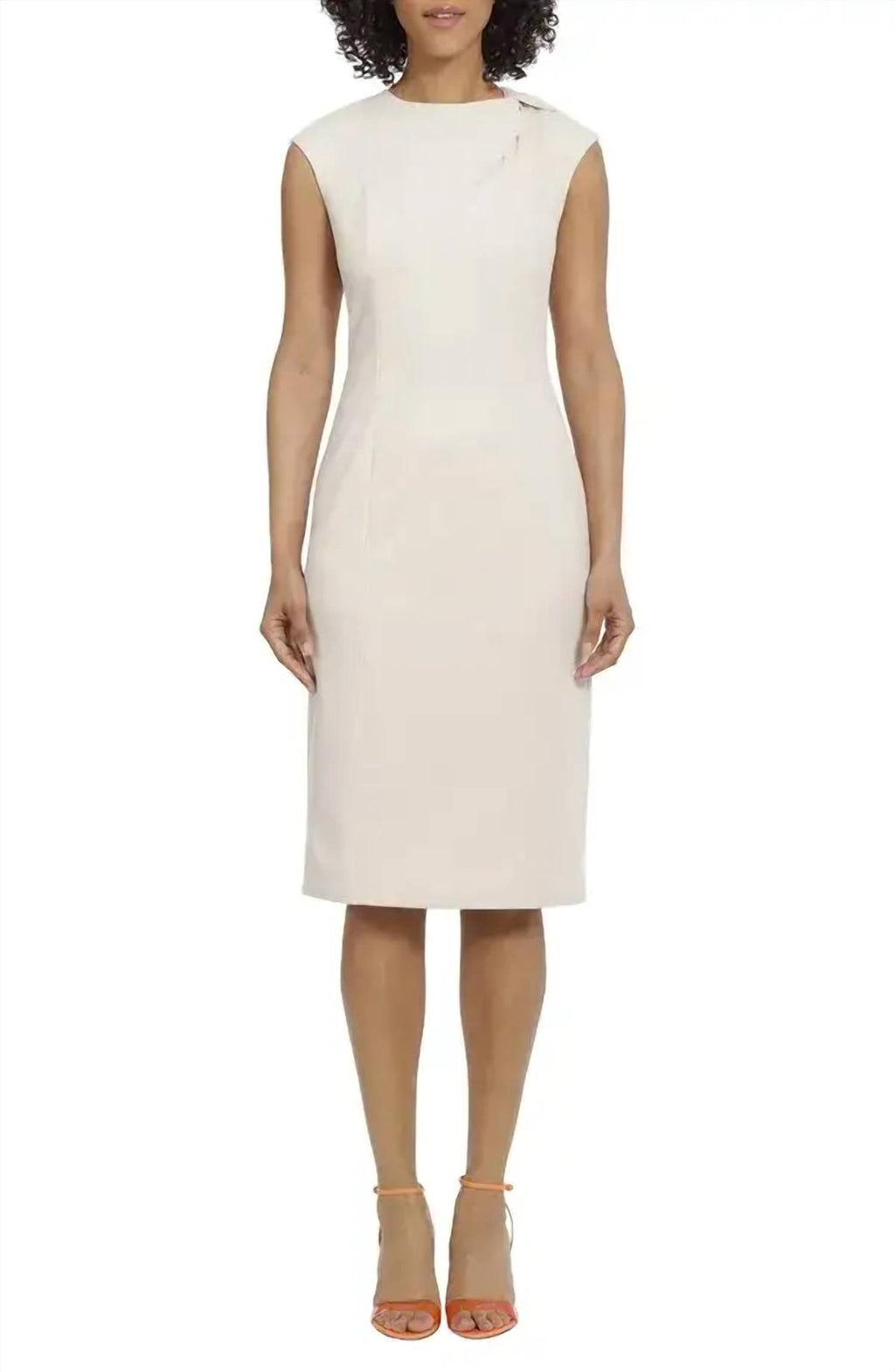 Maggy London - Straight Twist Neck Midi Sheath Dress