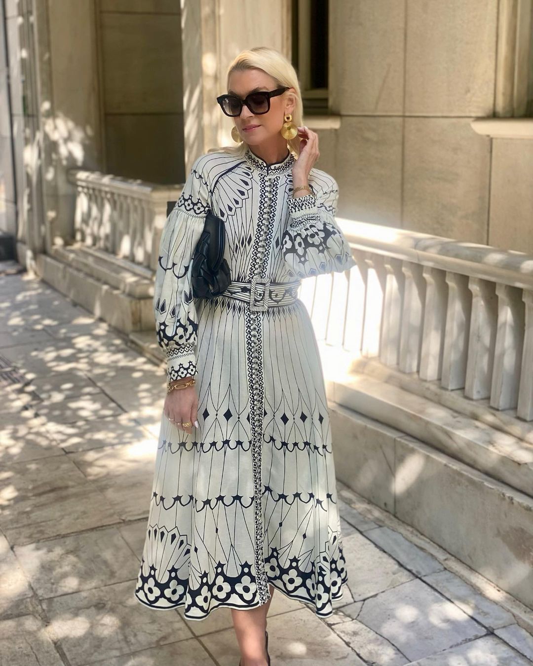 Puff sleeve Lace up Printed Dress