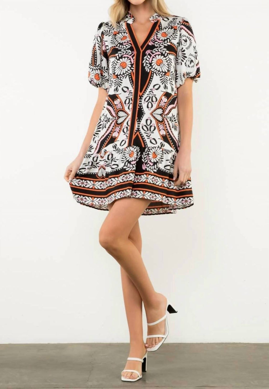 Thml - Exotic Puff Sleeve V-neck Dress