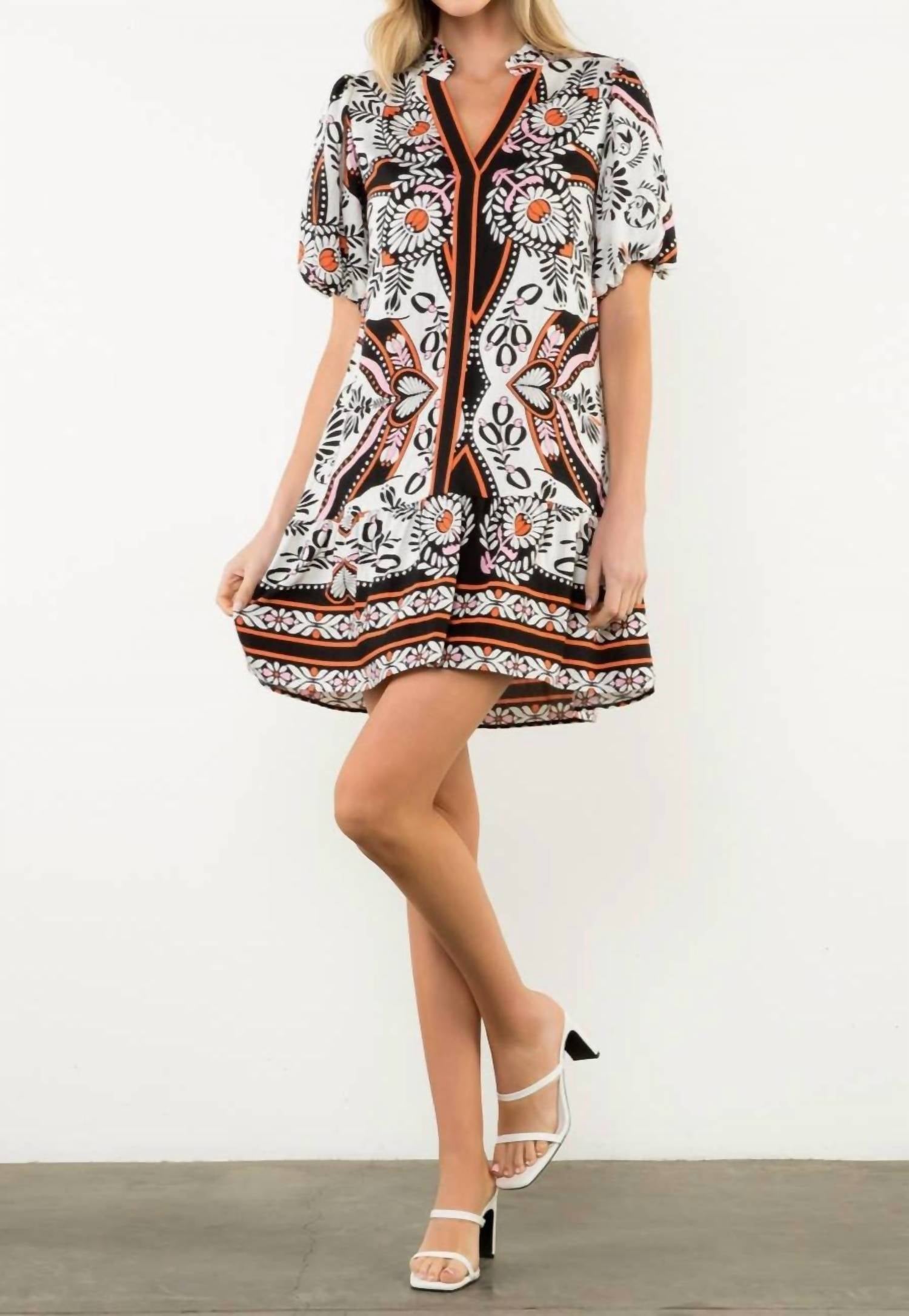 Thml - Exotic Puff Sleeve V-neck Dress
