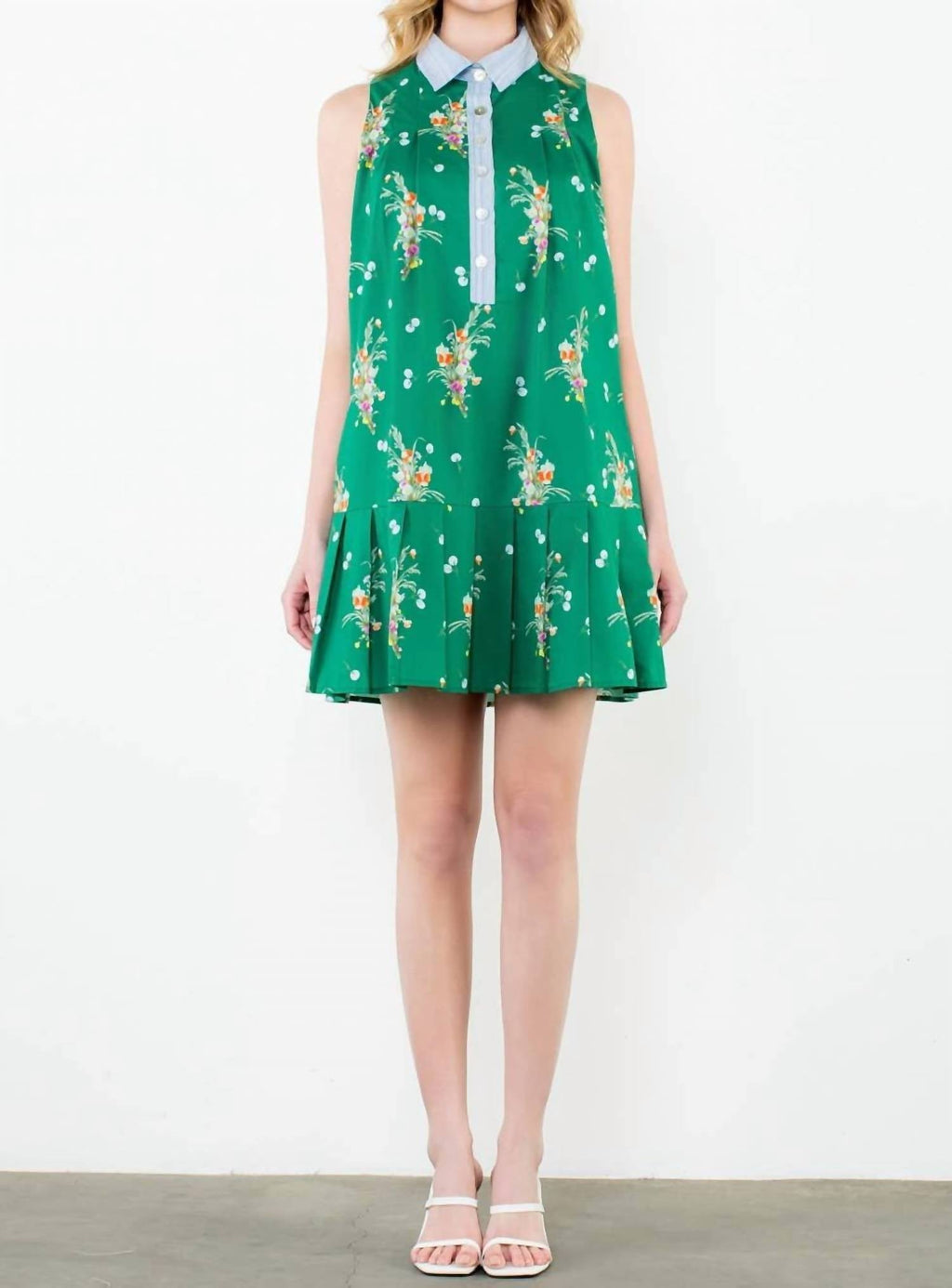 Thml - Sweet Breeze Sleeveless Contrast Collar Dress