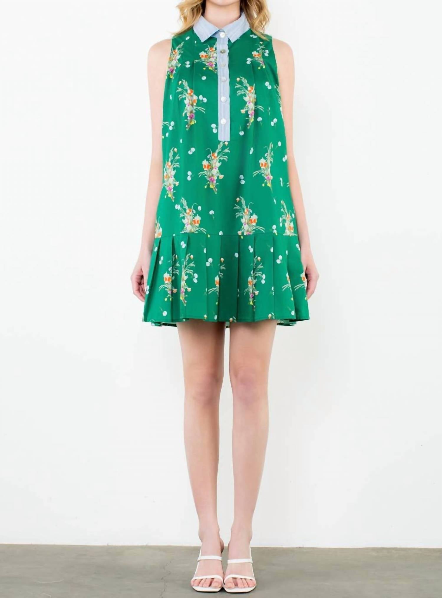 Thml - Sweet Breeze Sleeveless Contrast Collar Dress