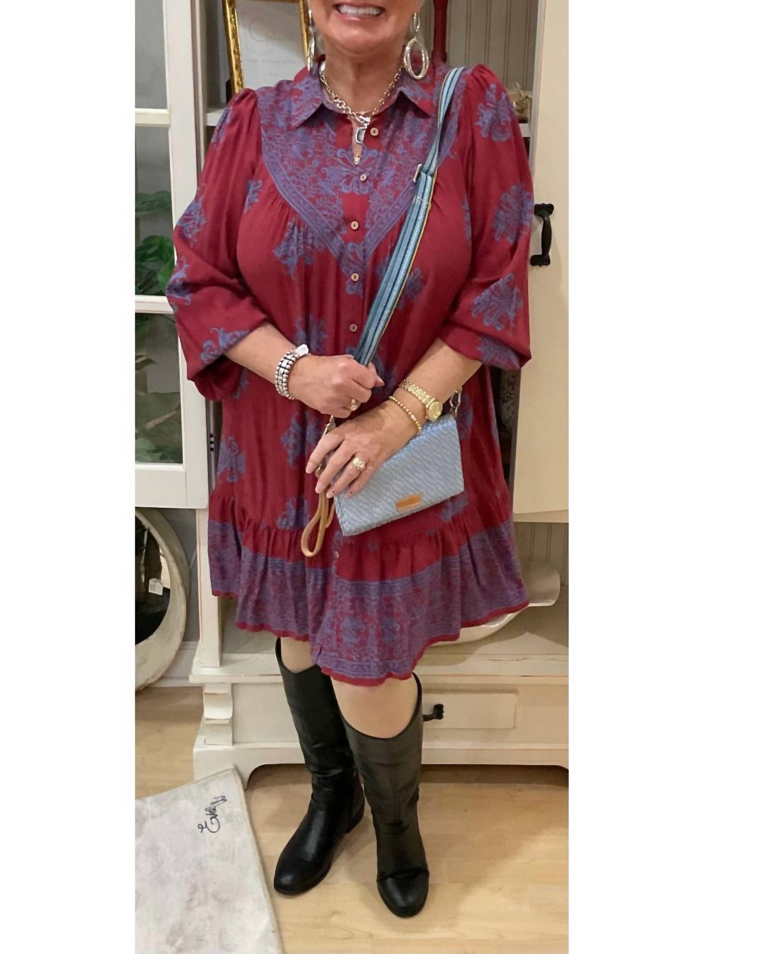 Easel - Border Print Dress