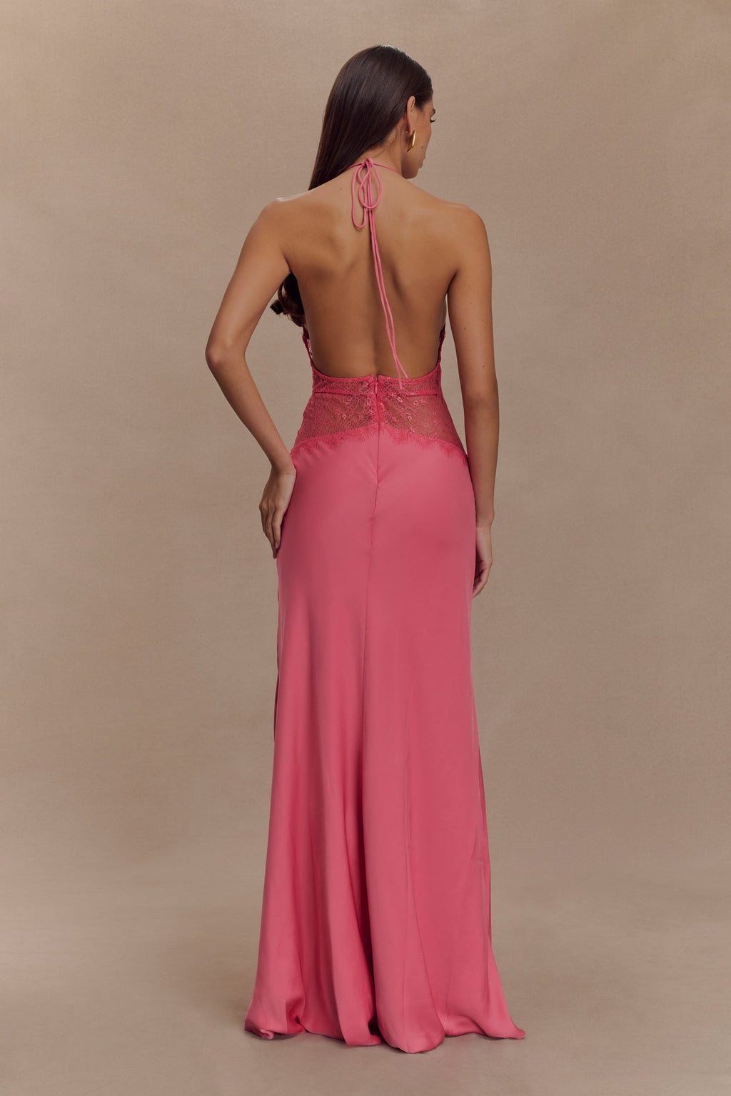 Sexy Halter Slim Deep V Lace Hollow Dress
