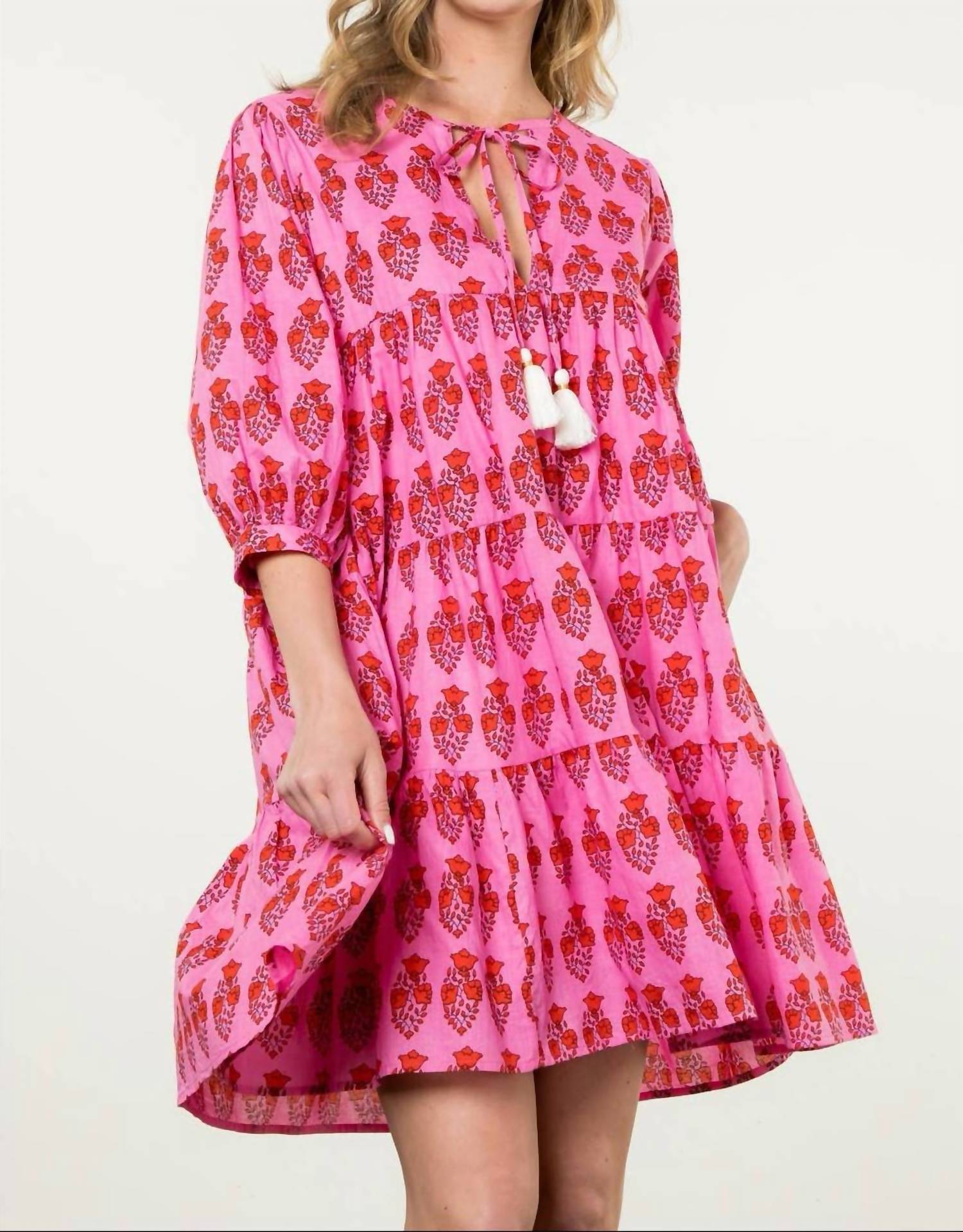 Thml - Katie Block Print Long Sleeve Floral Dress
