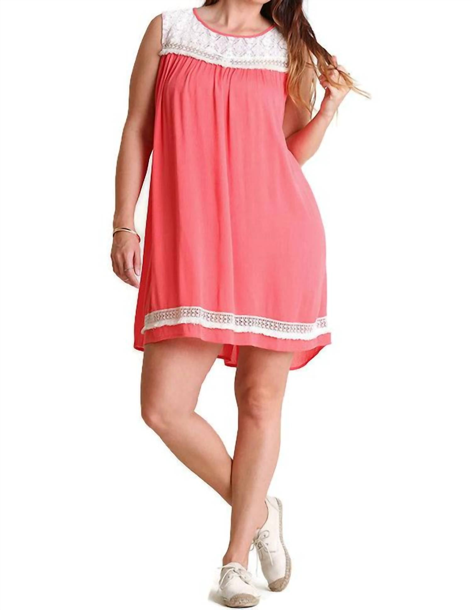 Umgee - Lace & Fringe Sleeveless Dress